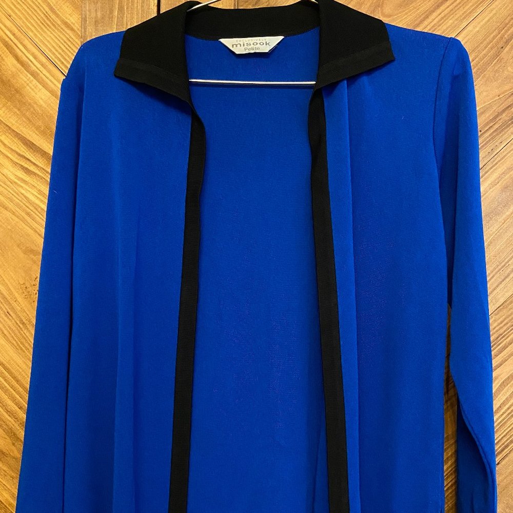 misook royal blue cardigan, size XS/S